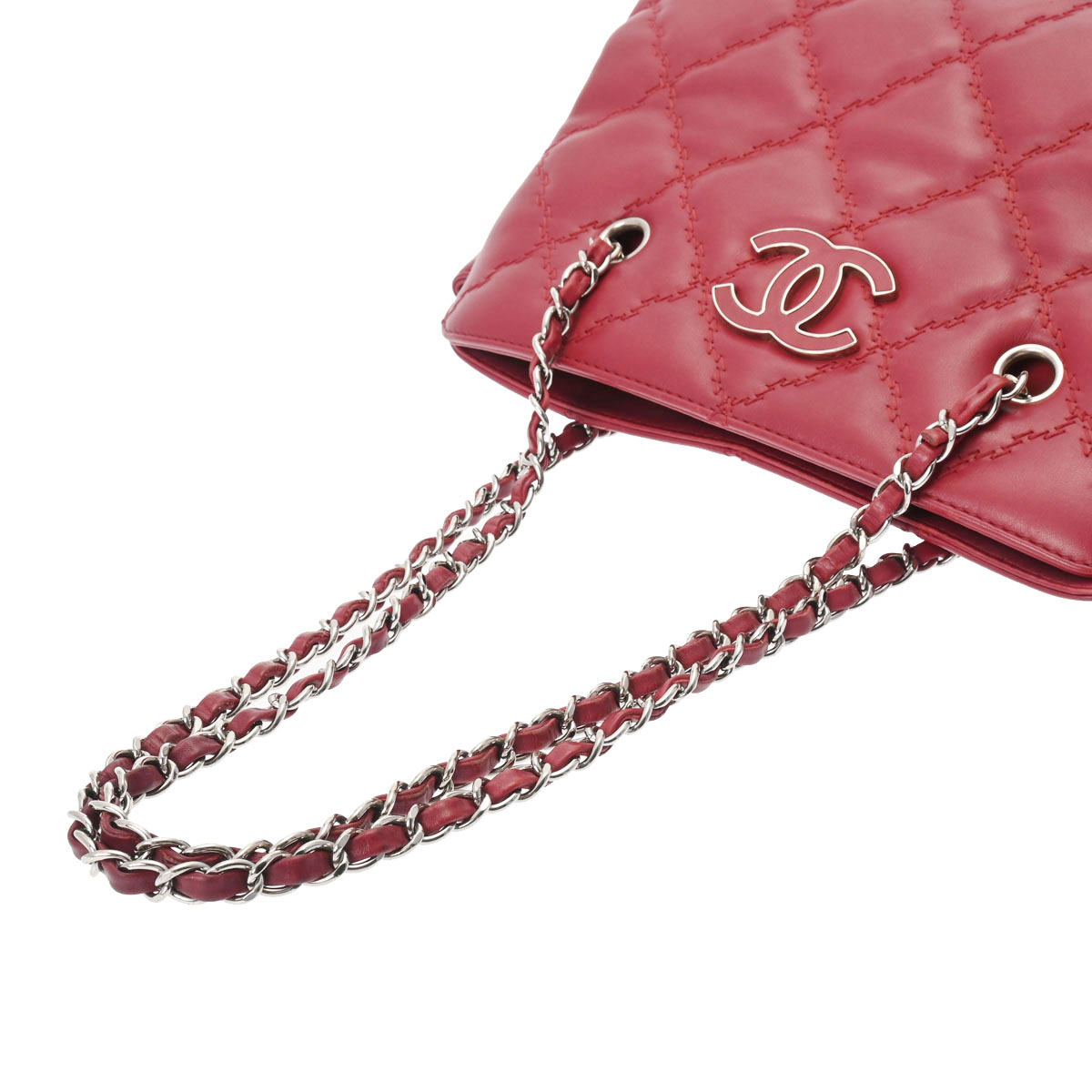 シャネル ウルトラステッチ チェーントート ボルドー/シルバー金具