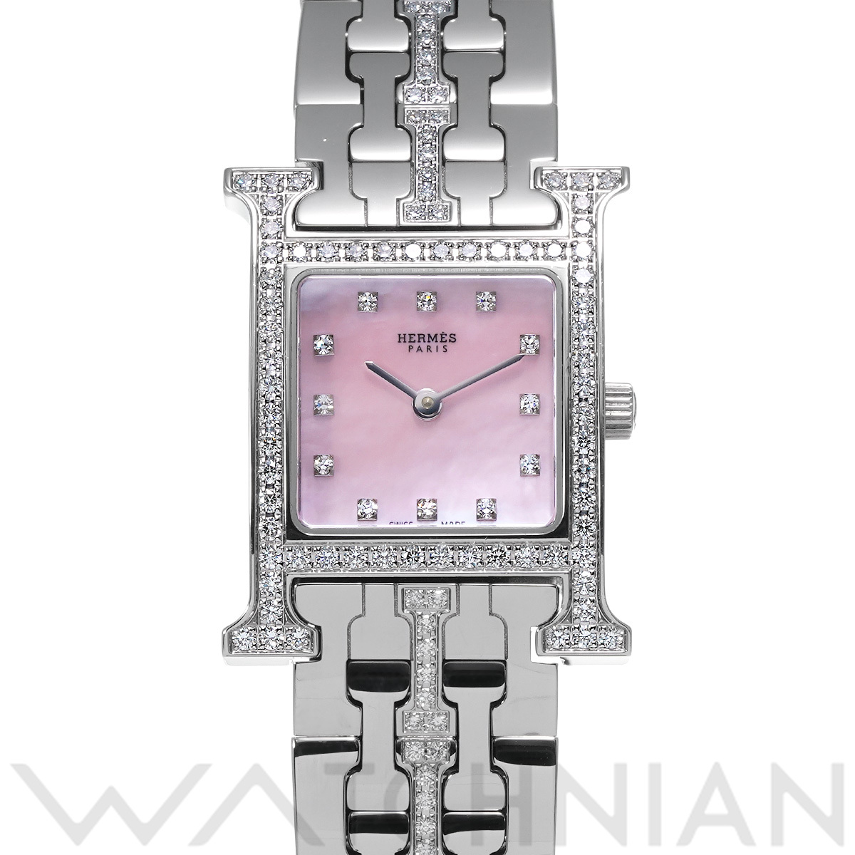 エルメス Hウォッチ HH1.230 ピンクシェル/ダイヤモンド レディース