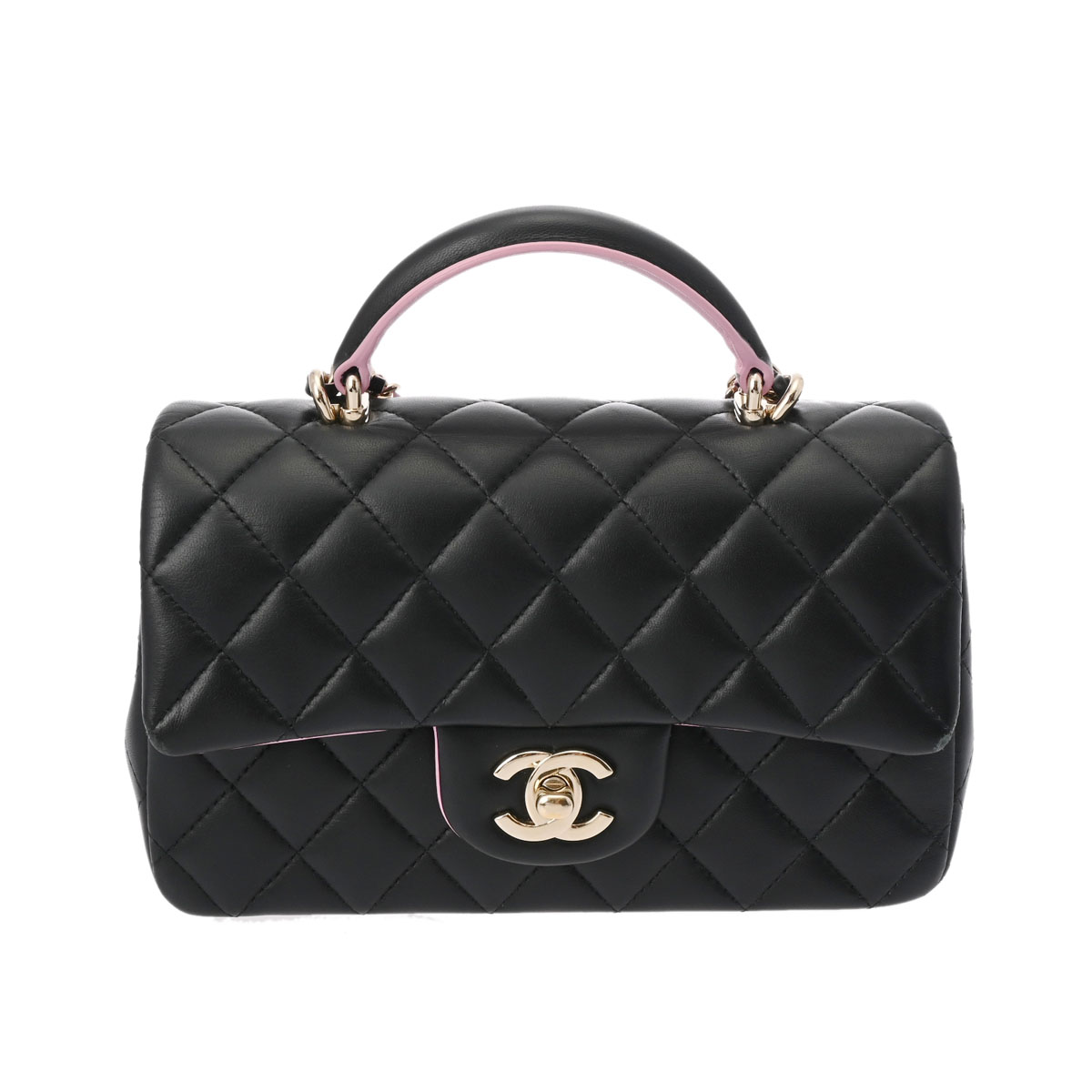 シャネル トップハンドル ミニ クラシック ハンドバッグ 2WAY ブラック