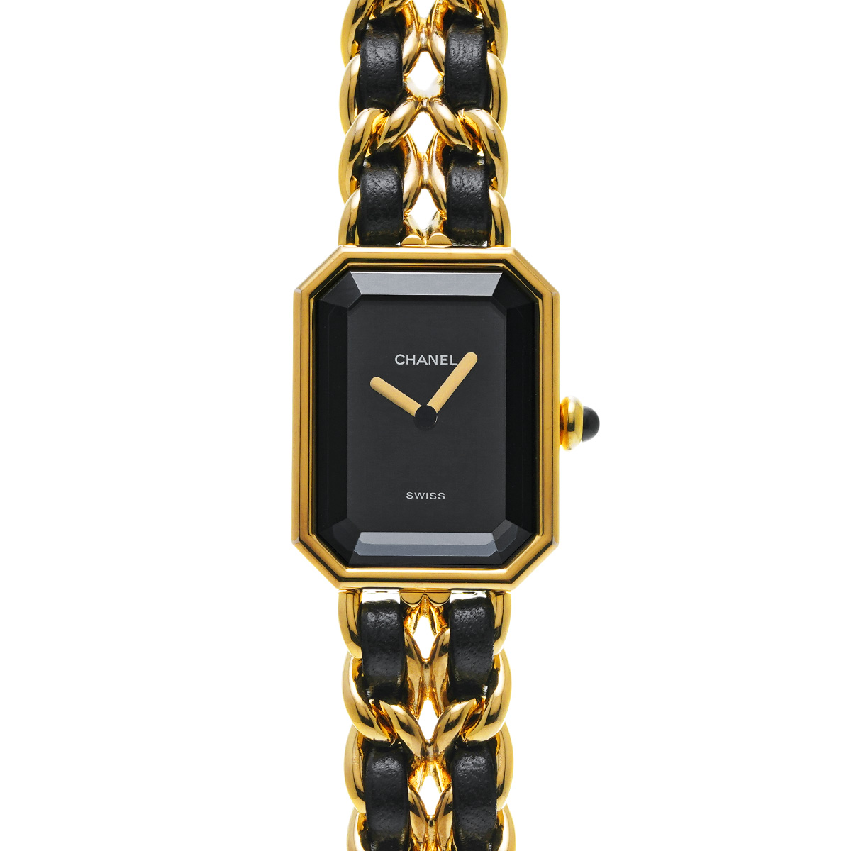 シャネル プルミエール L H0001 ブラック レディース 時計 【中古