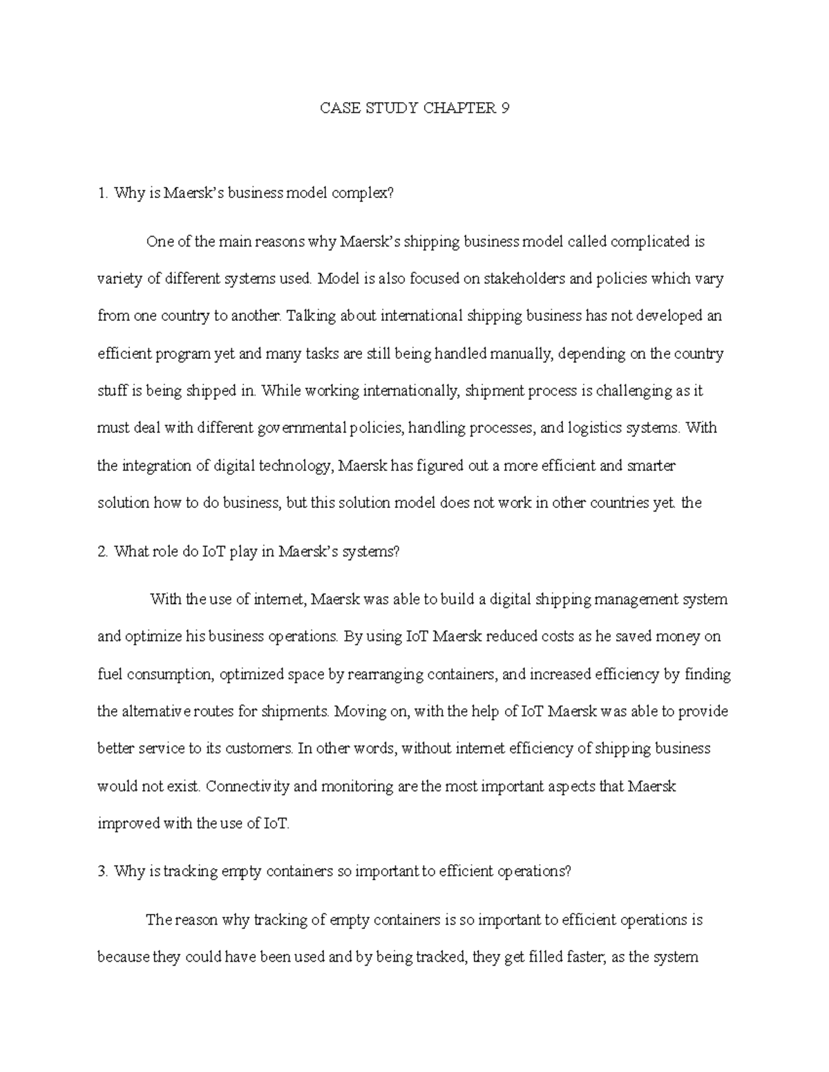 Case Study CH 6 - Analysis of Technology and Management Factors at