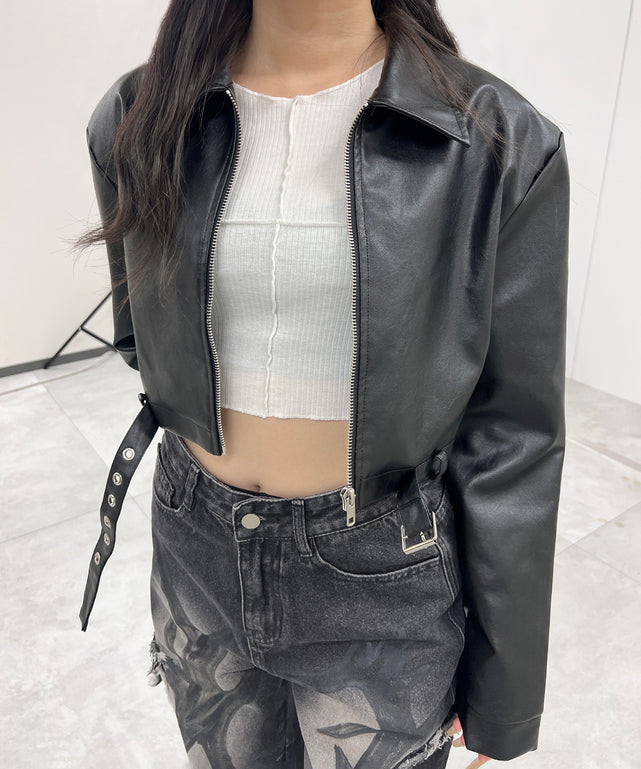 クロップドシングルライダースジャケット – WEGO ONLINE STORE