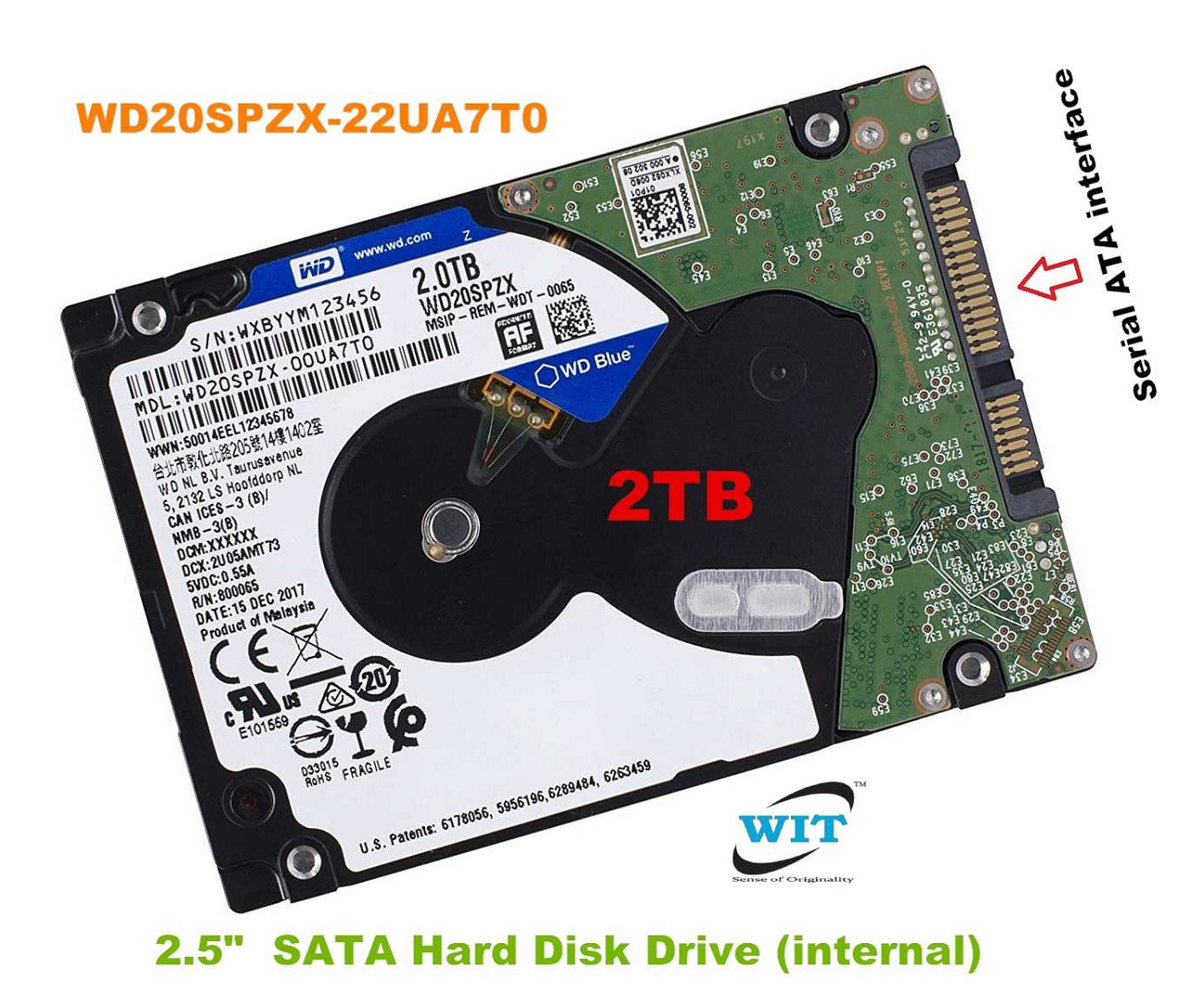 2TB Western Digital Blue WD20SPZX-22UA7T0, Speed: 5400 RPM