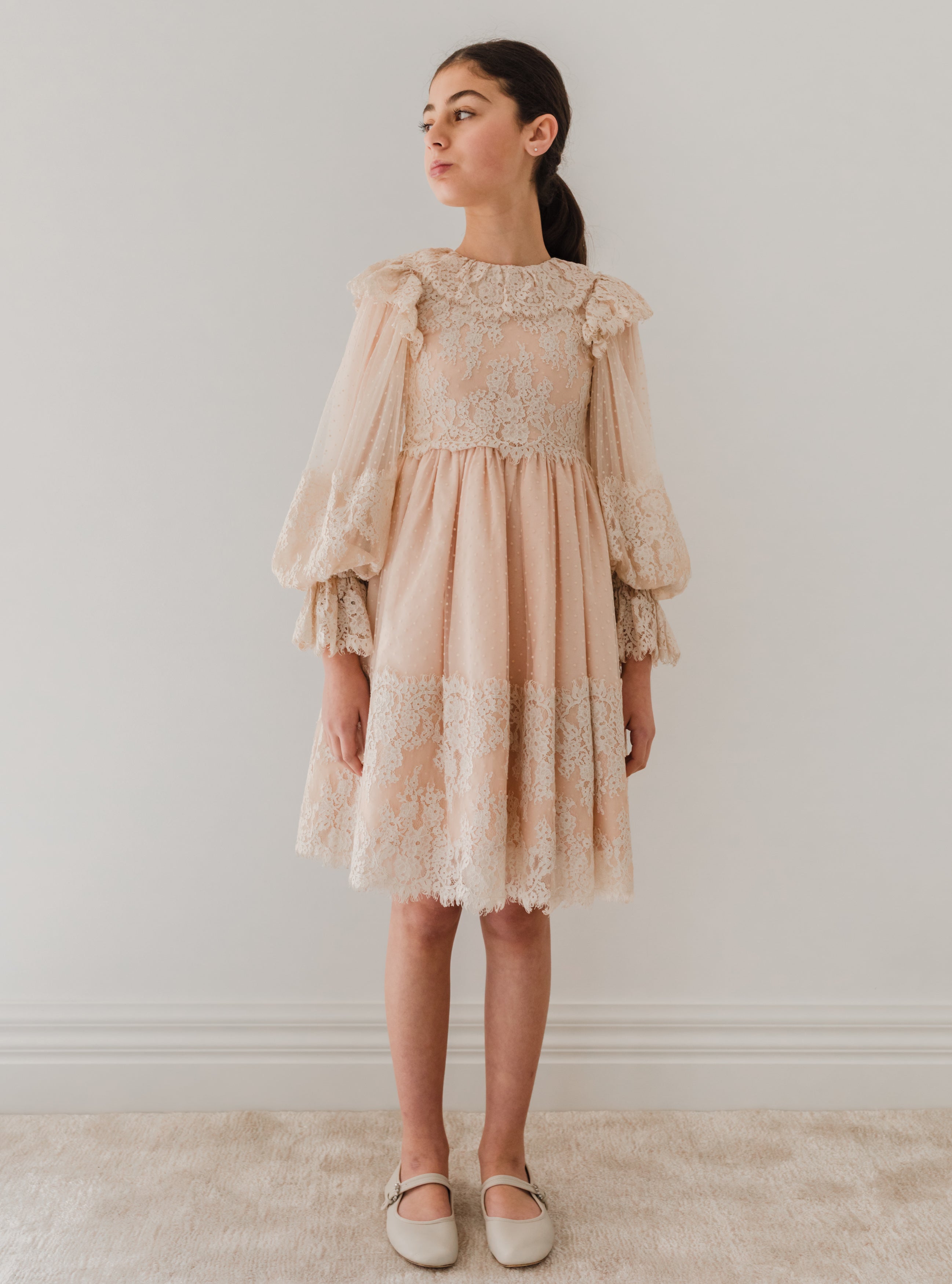 1208-lace applique tulle babydoll dress-Cream – whoopikids