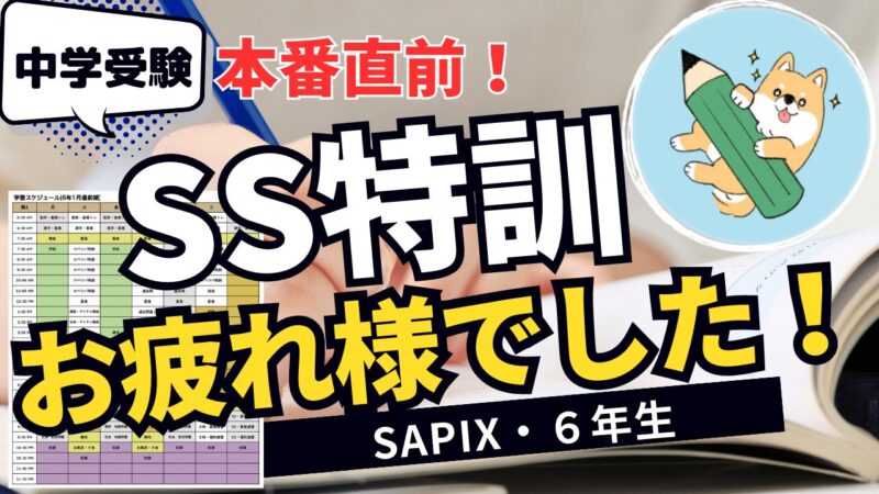 中学受験】6年生後期「SS特訓(サンデーサピックス)」終了！ | ポチたま