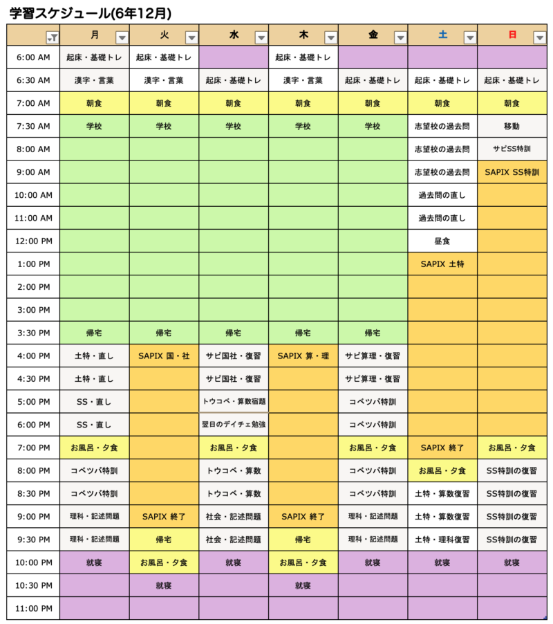 中学受験】勝負の時期！12月の学習スケジュール(SAPIX・6年生) | ポチ
