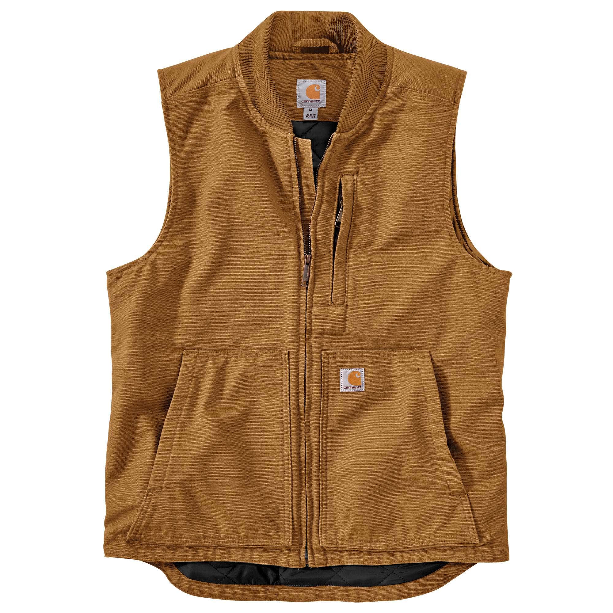 Carhartt Vest: Men's 104395 BRN Washed Duck Insulated Vest