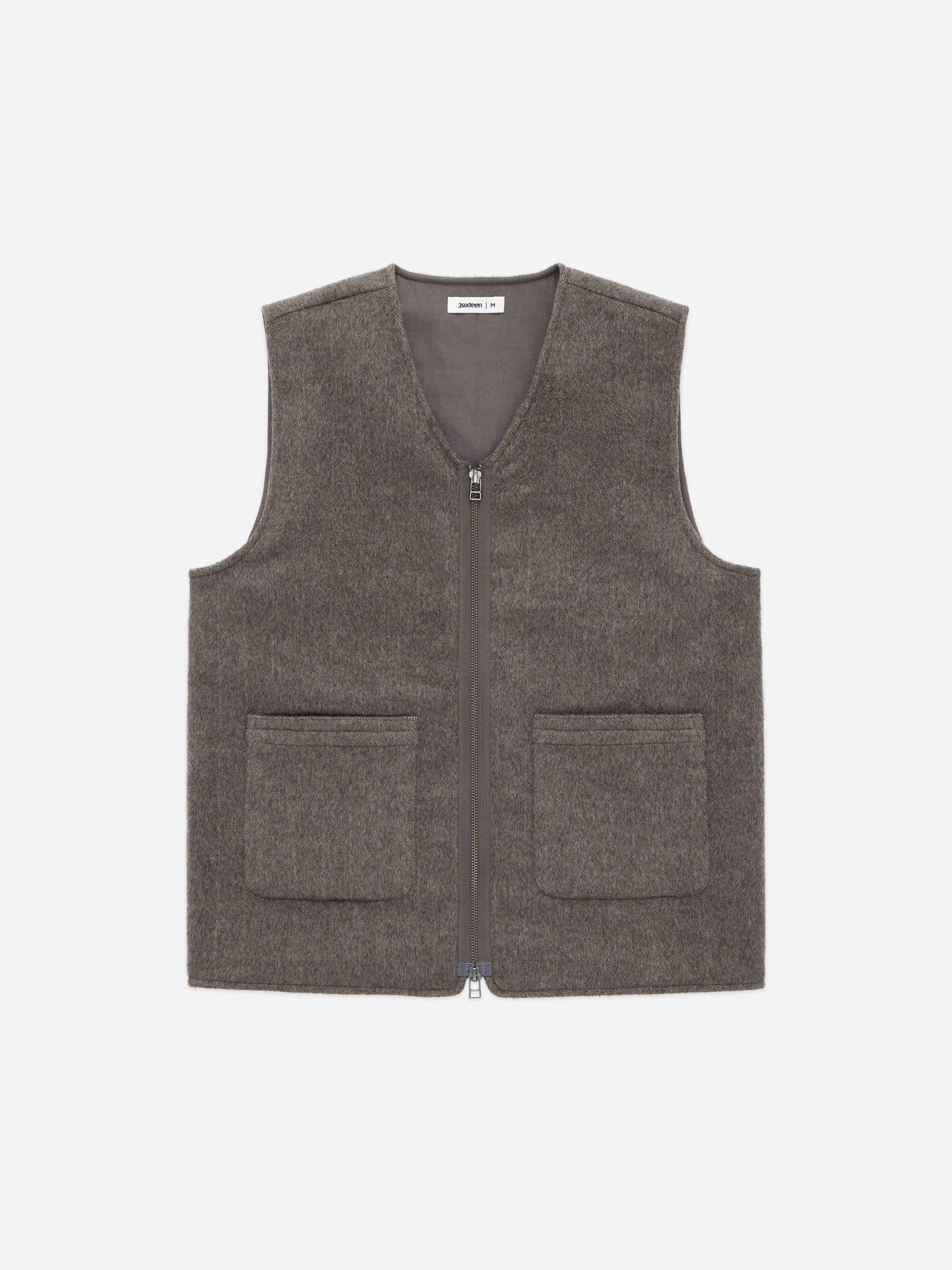 Zip Vest ~ Tobacco Wool/Cashmere – 3sixteen