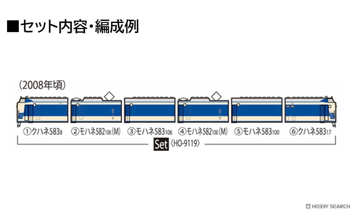 ☆特価品 16番(HO) JR 583系電車 (JR東日本N1・N2) 編成セット (6両