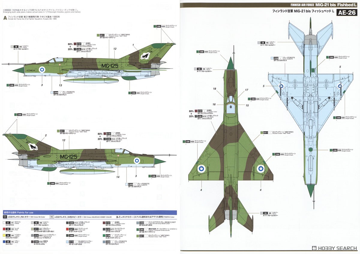 フィンランド空軍 MiG-21 bis フィッシュベッド L マスキングシール