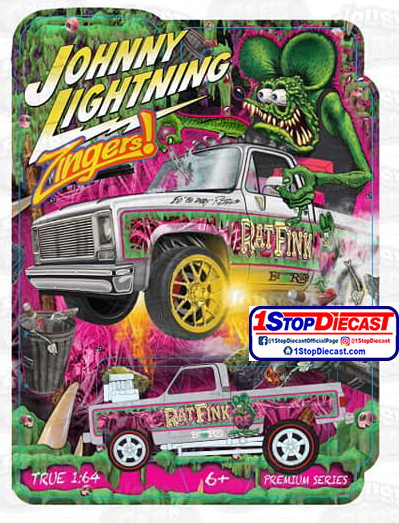 JOHNNY LIGHTNING 1/64 WORLD OF WHEELS RAT FINK SQUARE ZINGER