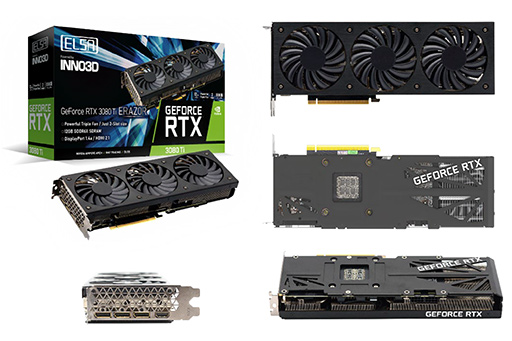 ELSA，2スロット厚でOC仕様のRTX 3080 Tiカードと，1スロット厚のGTX