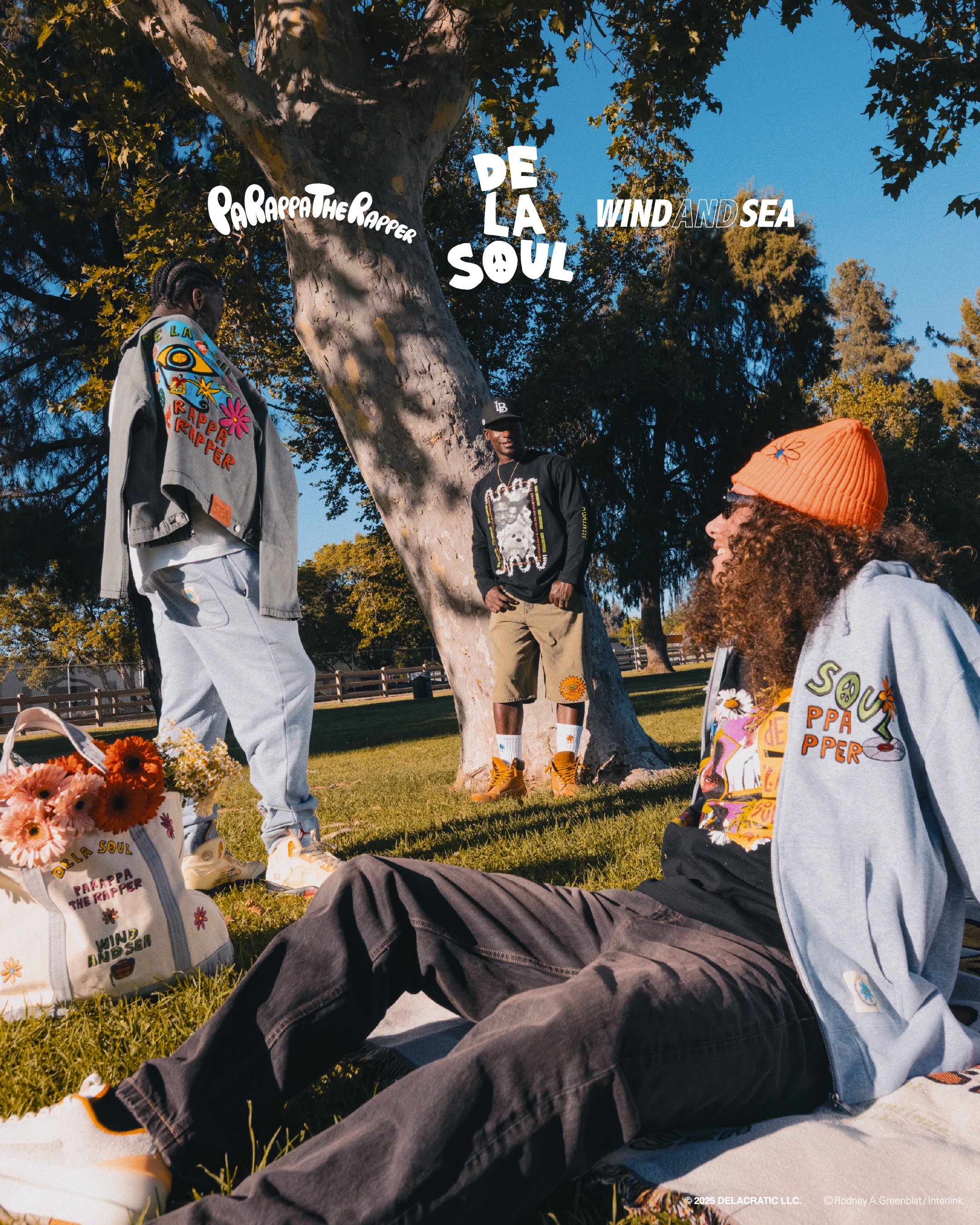 パラッパラッパー」×WIND AND SEA×De La Soulコラボ決定。花のモチーフ