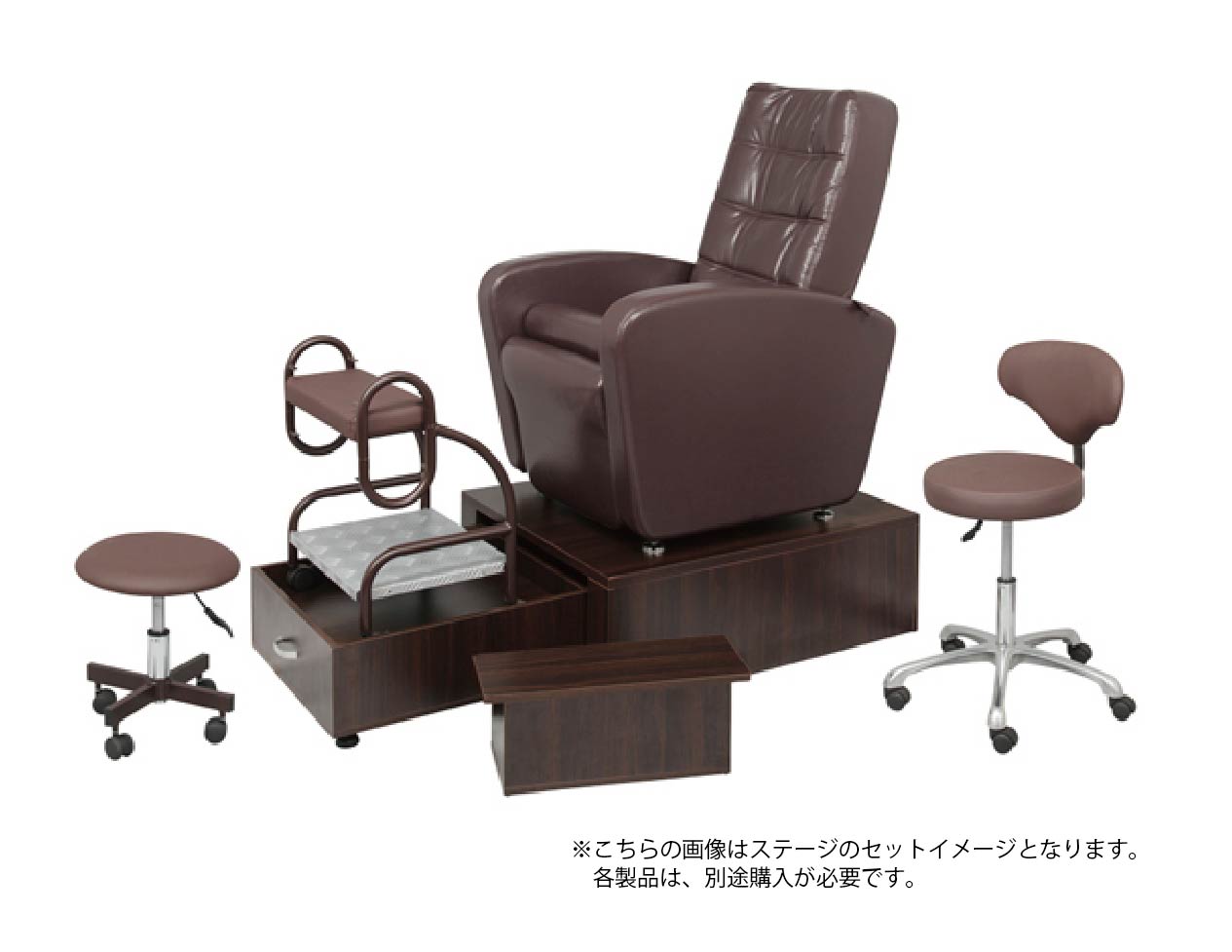 FV-510N 電動ネイルチェア用ステージ（木目ブラウン）H20cmタイプ