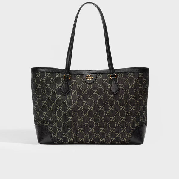GUCCI Ophidia GG Medium Tote Black Ivory Denim | COCOON