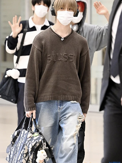 ステューシーStussy FW24 EMBROIDERED V-NECK LOGO SWEATER 刺繍ロゴV