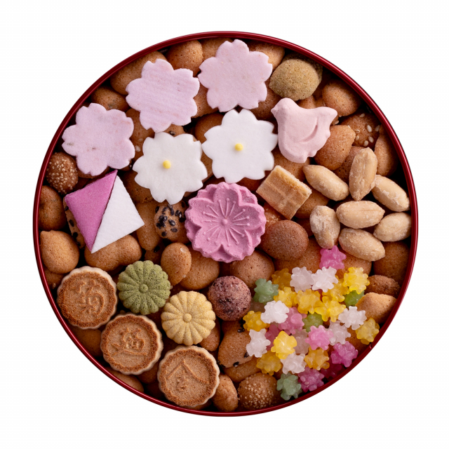 銀座菊廼舎(きくのや)登録商標 冨貴寄(ふきよせ) 桜色缶【風呂敷包み