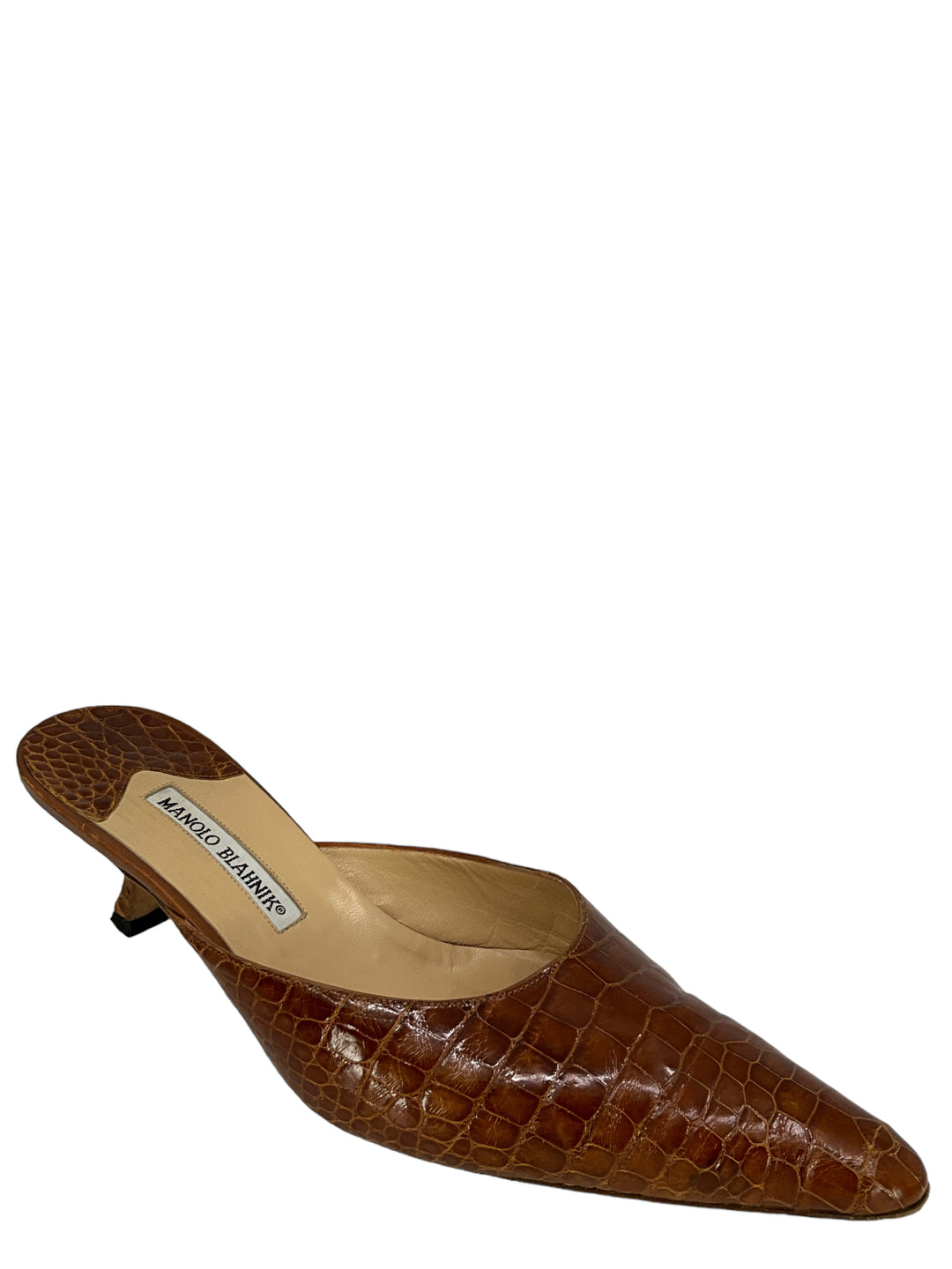 Manolo Blahnik Brown Alligator Mules Size 11 - Consigned Designs