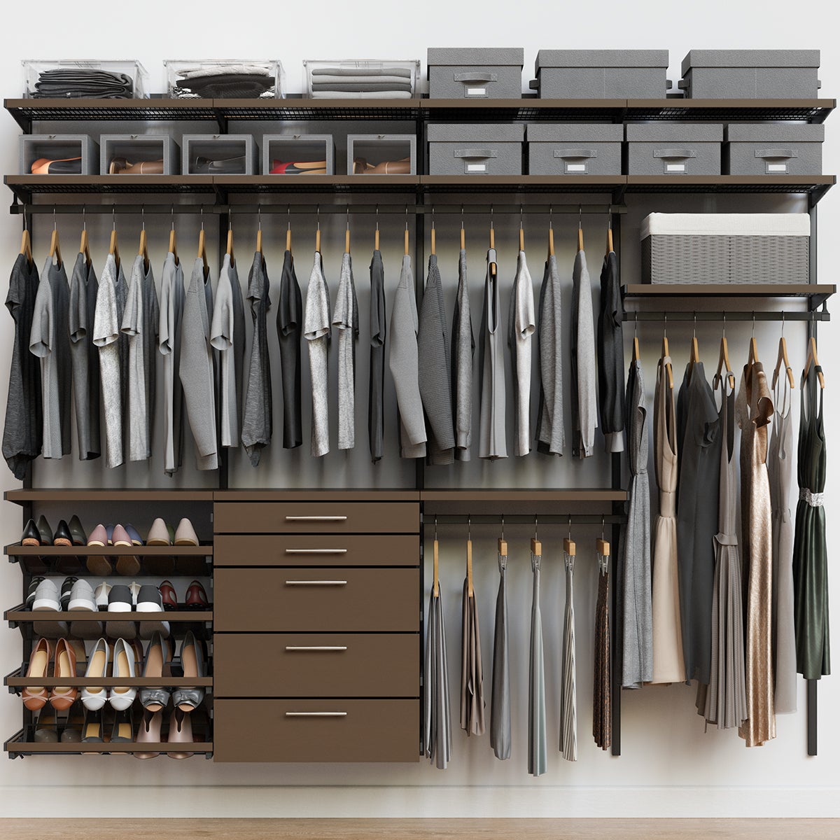 Decor Plus by Elfa 8' Closet with Solid Drawers | The Container Store