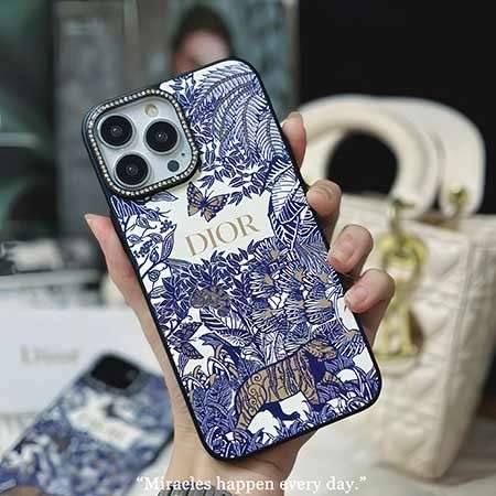 Dior iphone15pro/15携帯ケース革製 キラキララインストーン付きレンズ