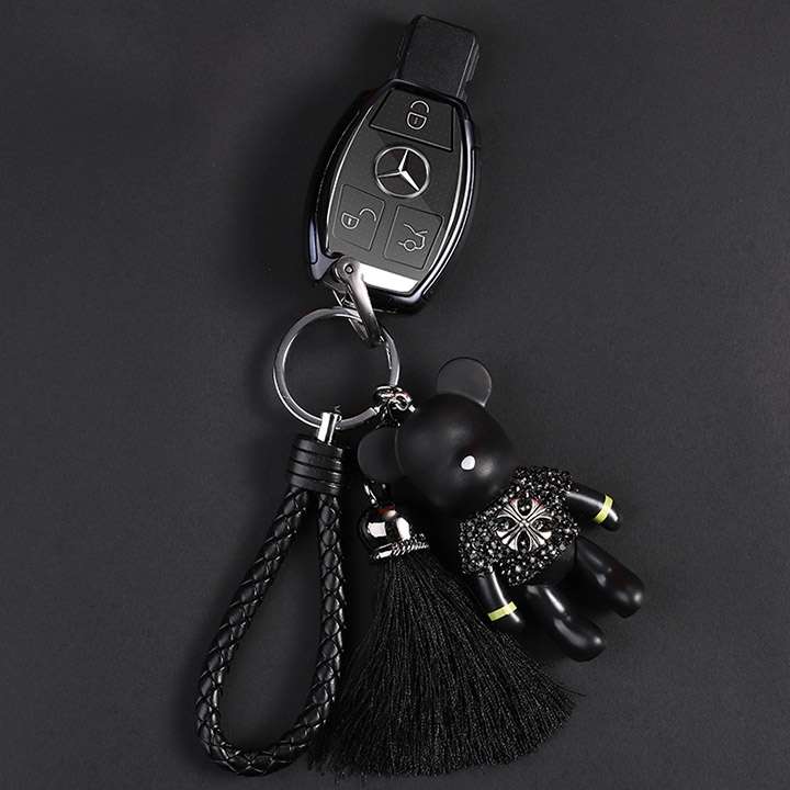 クロムハーツキーホルダーおしゃれクマストラップ PU レザー 黒 可愛い