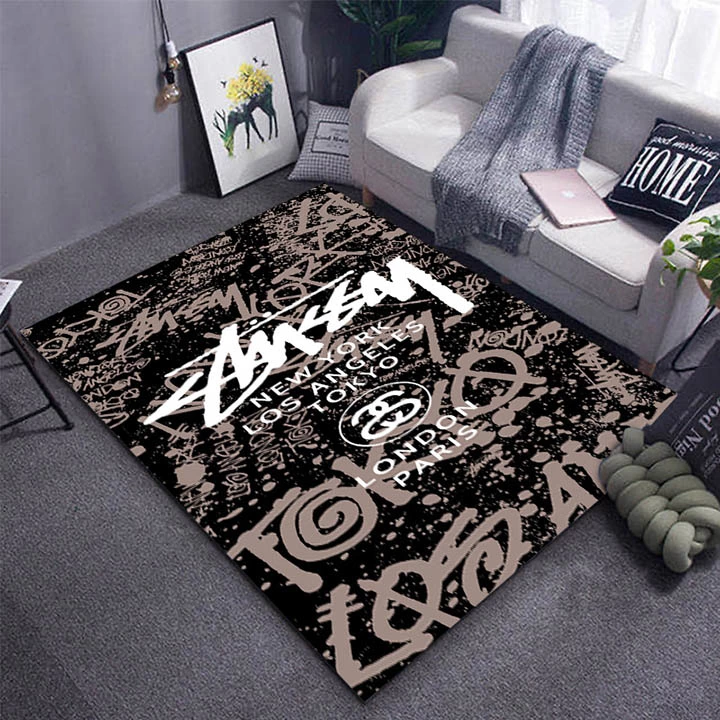 Stussy ラグカーペット 玄関マットブラック 大人 個性 お洒落 現代の
