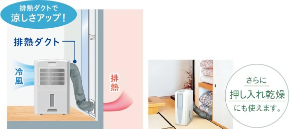 冷風・衣類乾燥除湿機（どこでもクーラー）を運転させる時に排熱ダクト