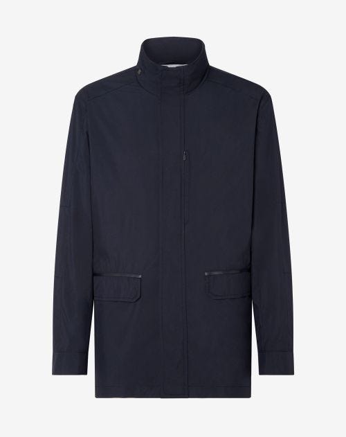 Men's navy blue technical poplin field jacket | Corneliani