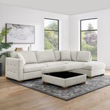 Thomasville 収納オットマン付きファブリックセクショナルソファー3