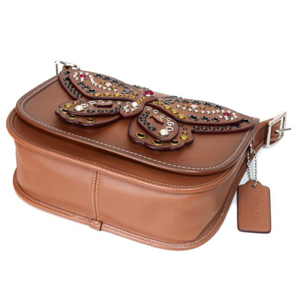 COACH】コーチ カーフレザー アップリケ スタッズ バタフライ リベット