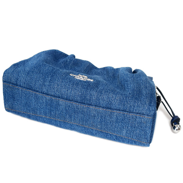 COACH】コーチ バッグ デニム 巾着 レザー フェイ ロゴ 3WAY クロス