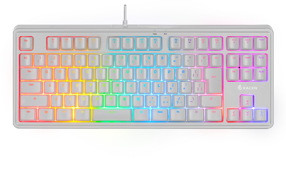 メンブレンゲーミングキーボード TKL ホワイト CRC-GMBKRGB02WT