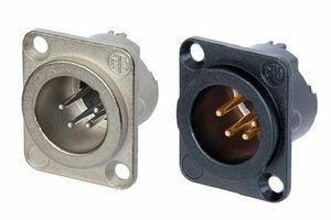 パネルマウント レセプタクルコネクタ XLR 4PINコネクタ オス 背面