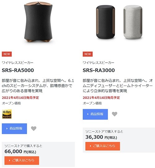 360 Reality Audio対応ワイヤレススピーカー「SRS-RA5000」「SRS