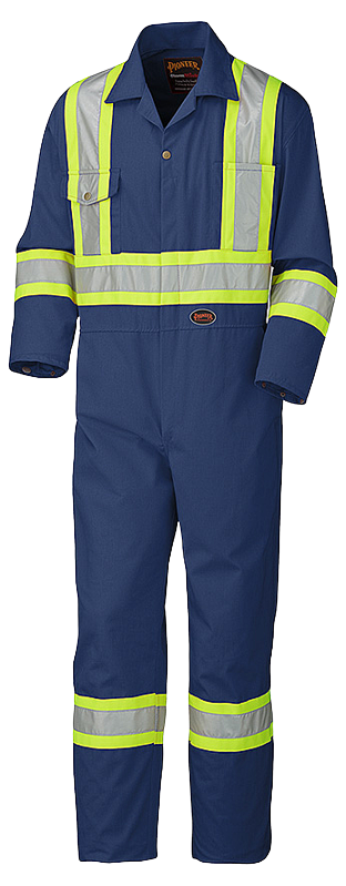 NAVY BLUE 7oz POLY/COTTON COVERALLS CSA Z96-22 CLASS I LEVEL 2