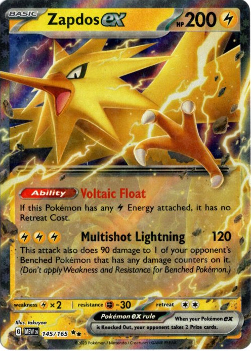 サンダーex 海外版 英語版 Zapdos ex - 145/165 -【Card Chicken】