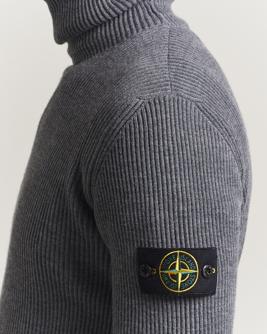 Stone Island Full Rib Wool Turtleneck Dark Grey at CareOfCarl.com