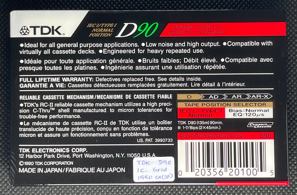 TDK D - 1990 - US - Blank Cassette Tape - New Sealed