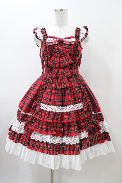 Angelic Pretty / Sweetフリルジャンパースカート(タータン) レッド H