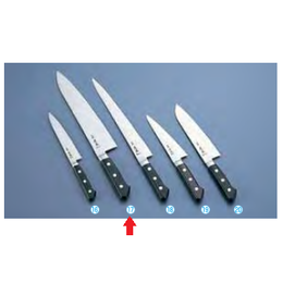 正本 ハイパーモリブデン鋼 ツバ付牛刀(両刃) AMS-J0 21cm｜業務用厨房