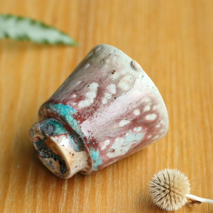 山田想 青ぐい吞み 登り窯焼成 作家もの酒器 常滑焼酒呑 酒杯 桐箱