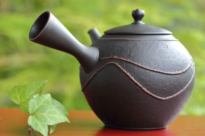 常滑焼 義叟作 伯宝彫り 七福神 急須 湯呑7点セット 茶器 煎茶道具