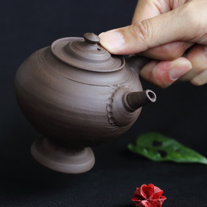 四代山田常山 紫泥急須 満容量180ml 作家もの常滑焼煎茶器 日本茶中国