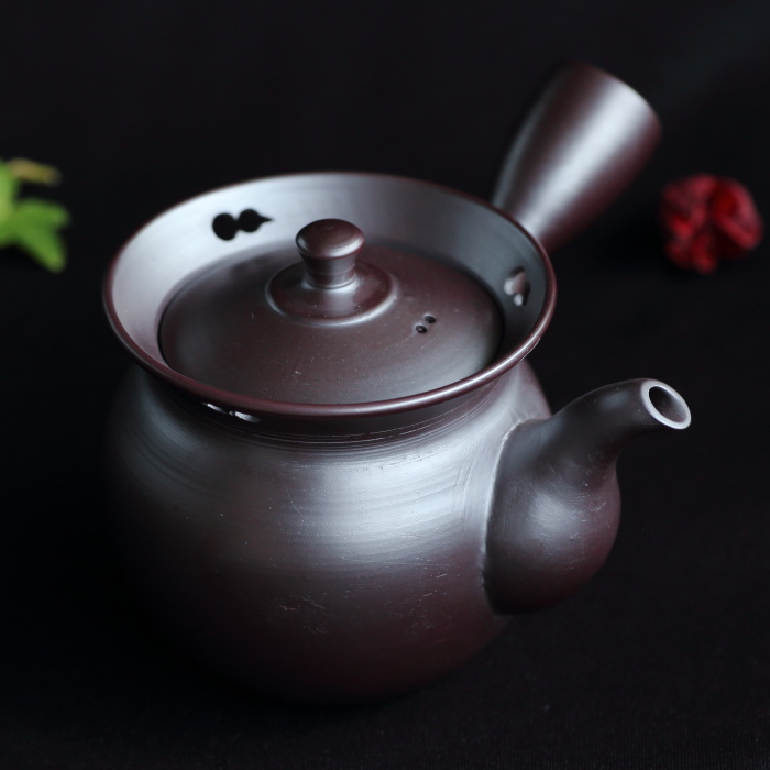 伊藤美月 巾着ひょうたん急須 満容量230ml 作家もの萬古焼紫泥茶器