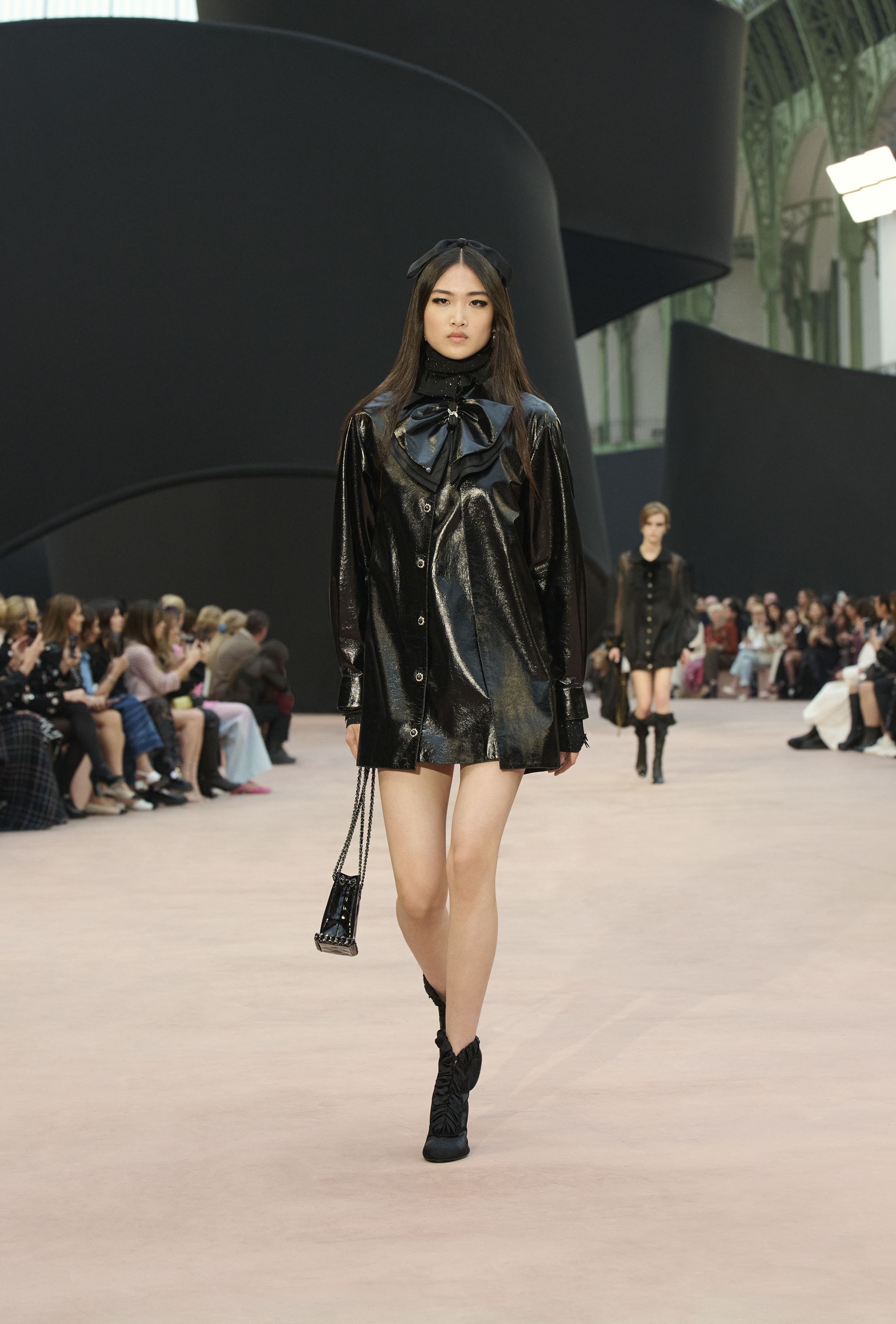 ショート ブーツ - シルク サテン & グログラン、ブラック