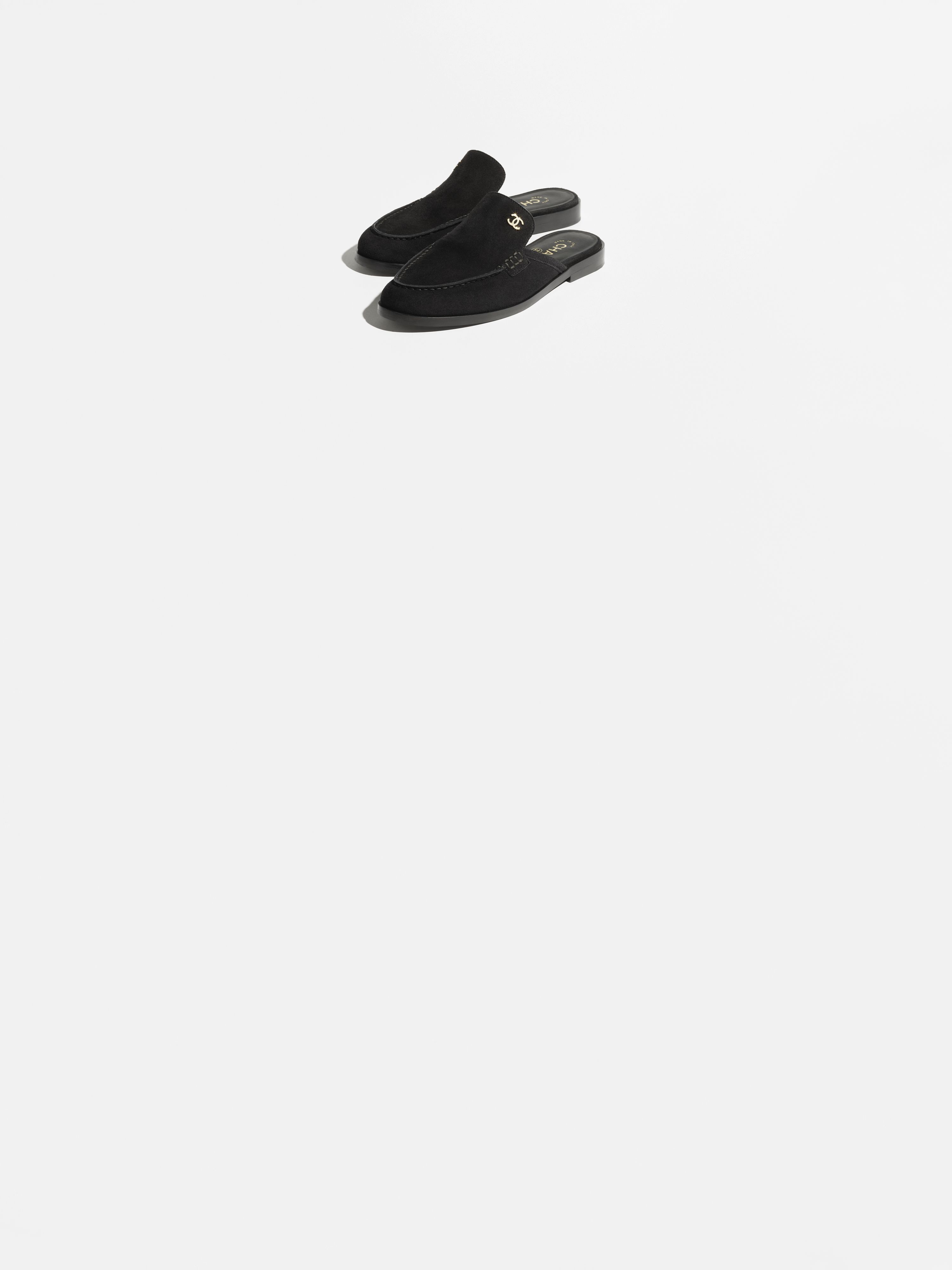 Mules - Suede calfskin, black — Fashion | CHANEL