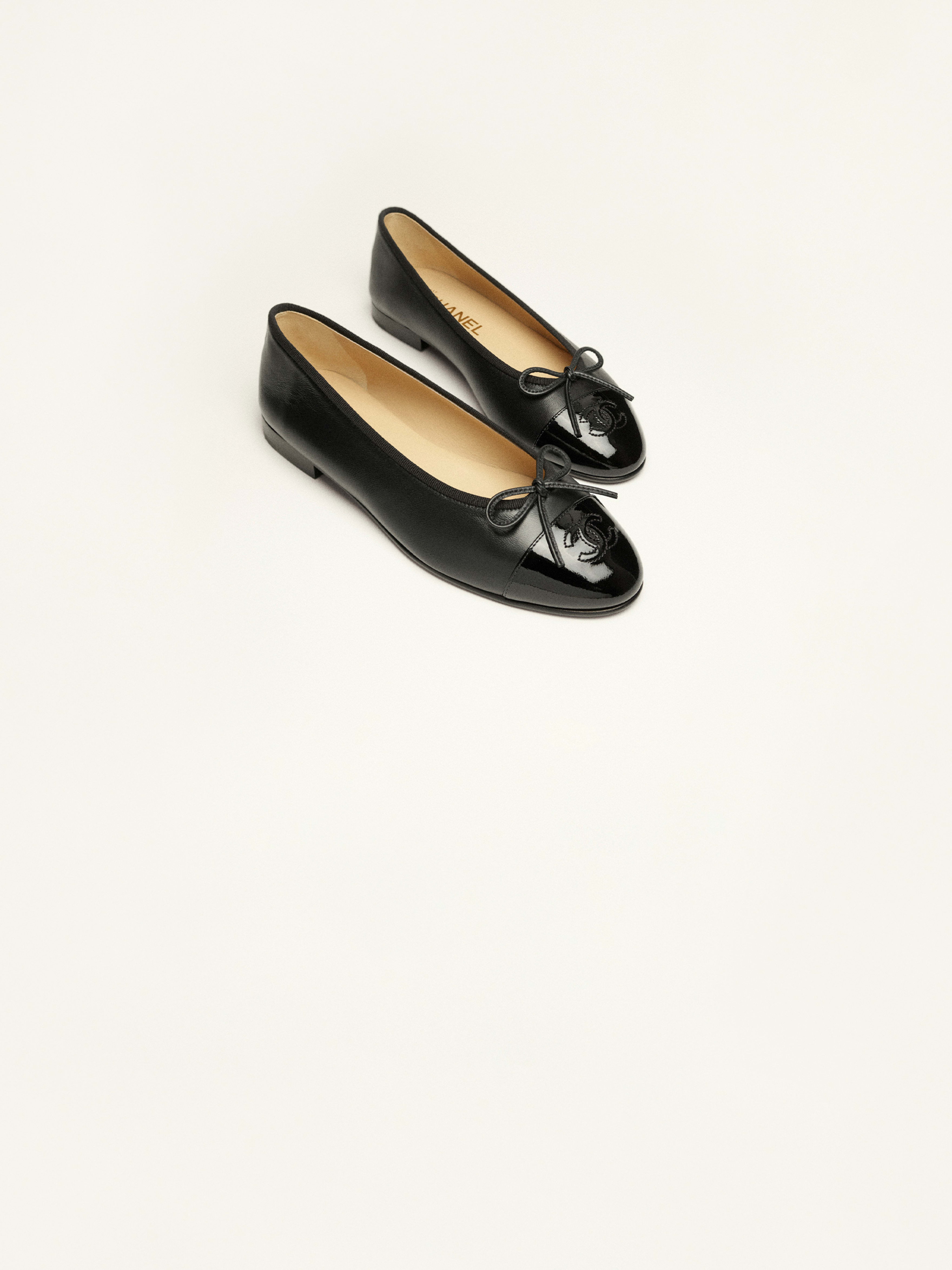 バレリーナ - ラムスキン & パテント カーフスキン、ブラック