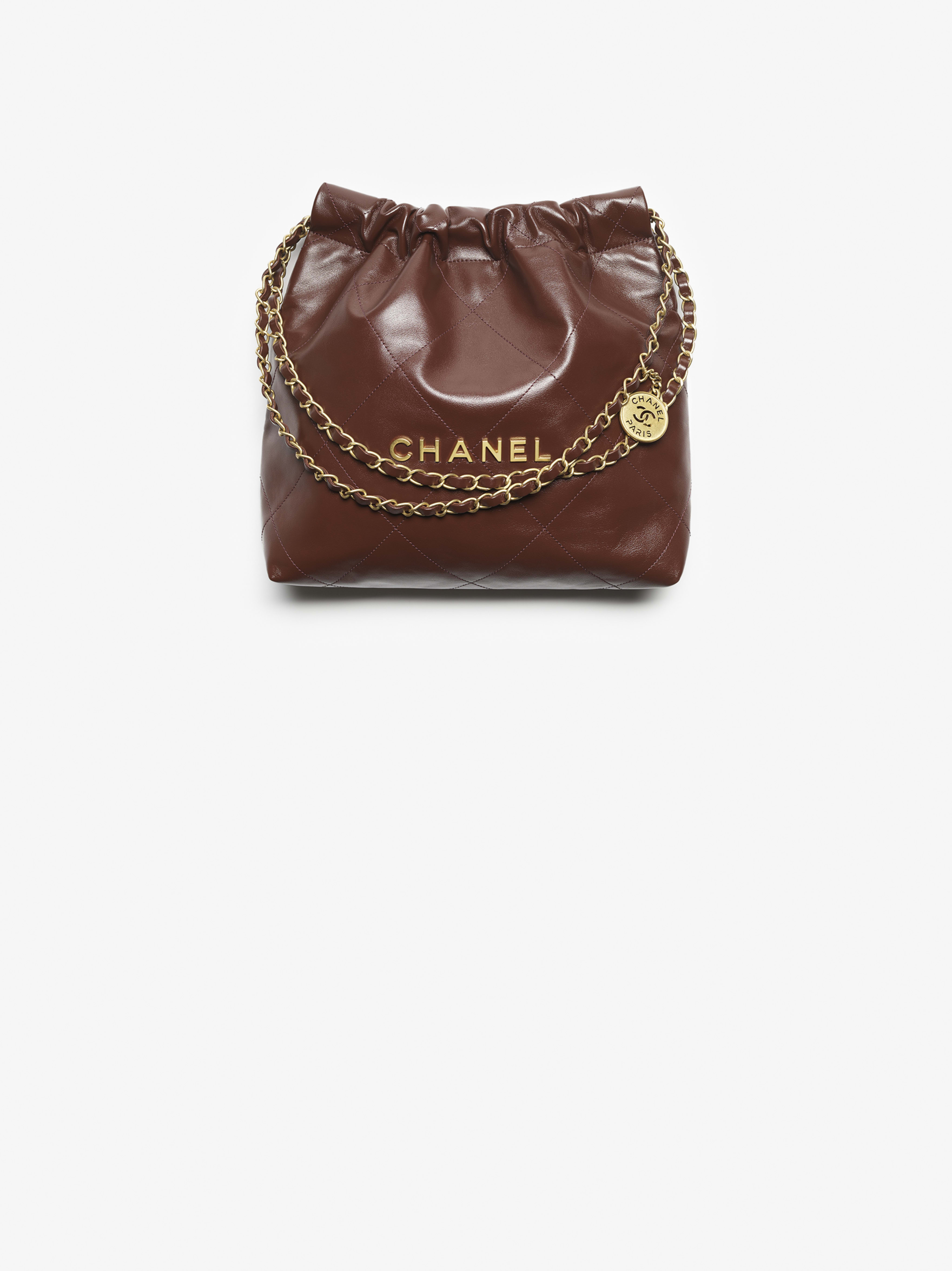 Chanel 22 スモール ハンドバッグ、シャイニー カーフスキン