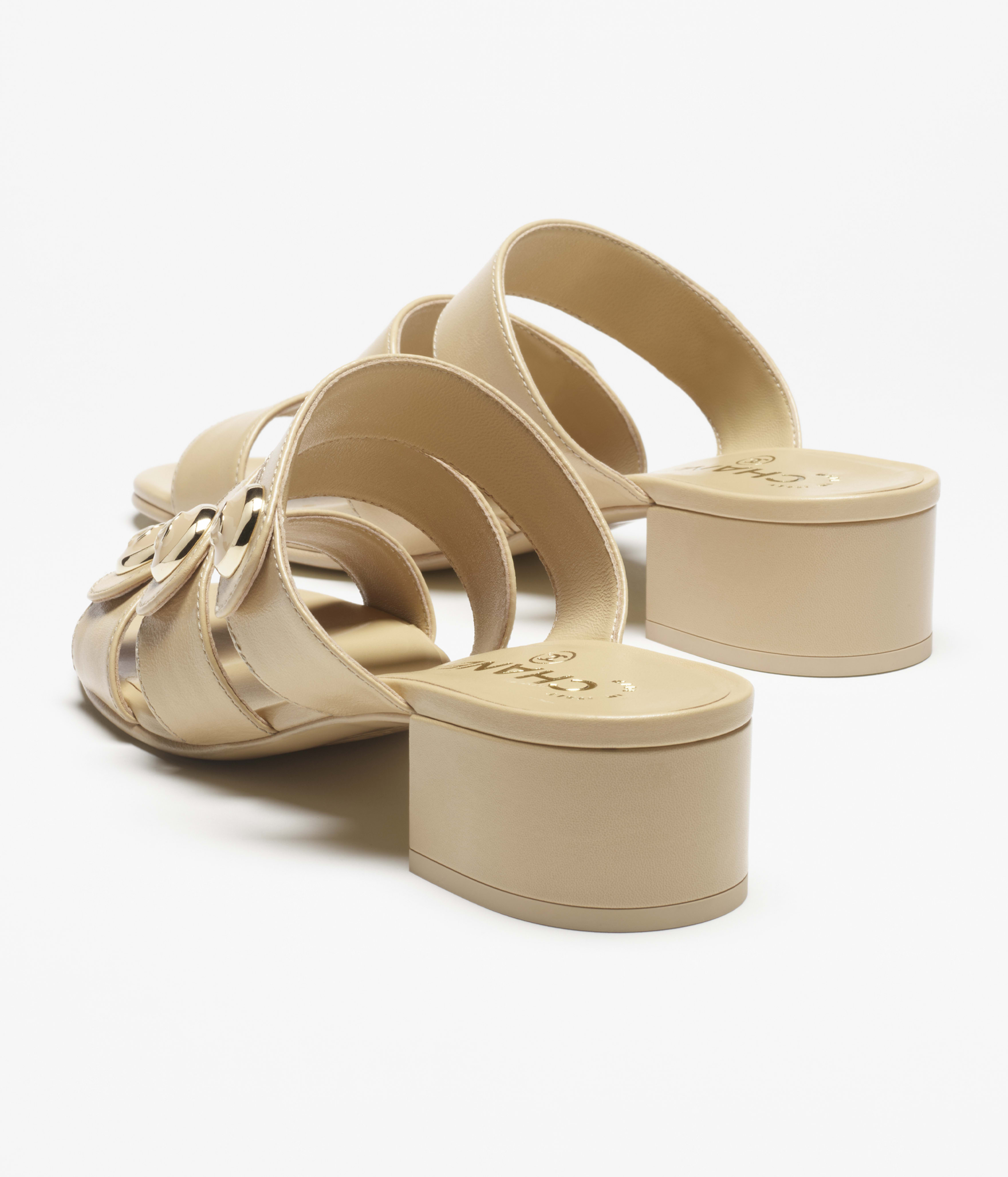Mules - Shiny calfskin, beige — Fashion | CHANEL