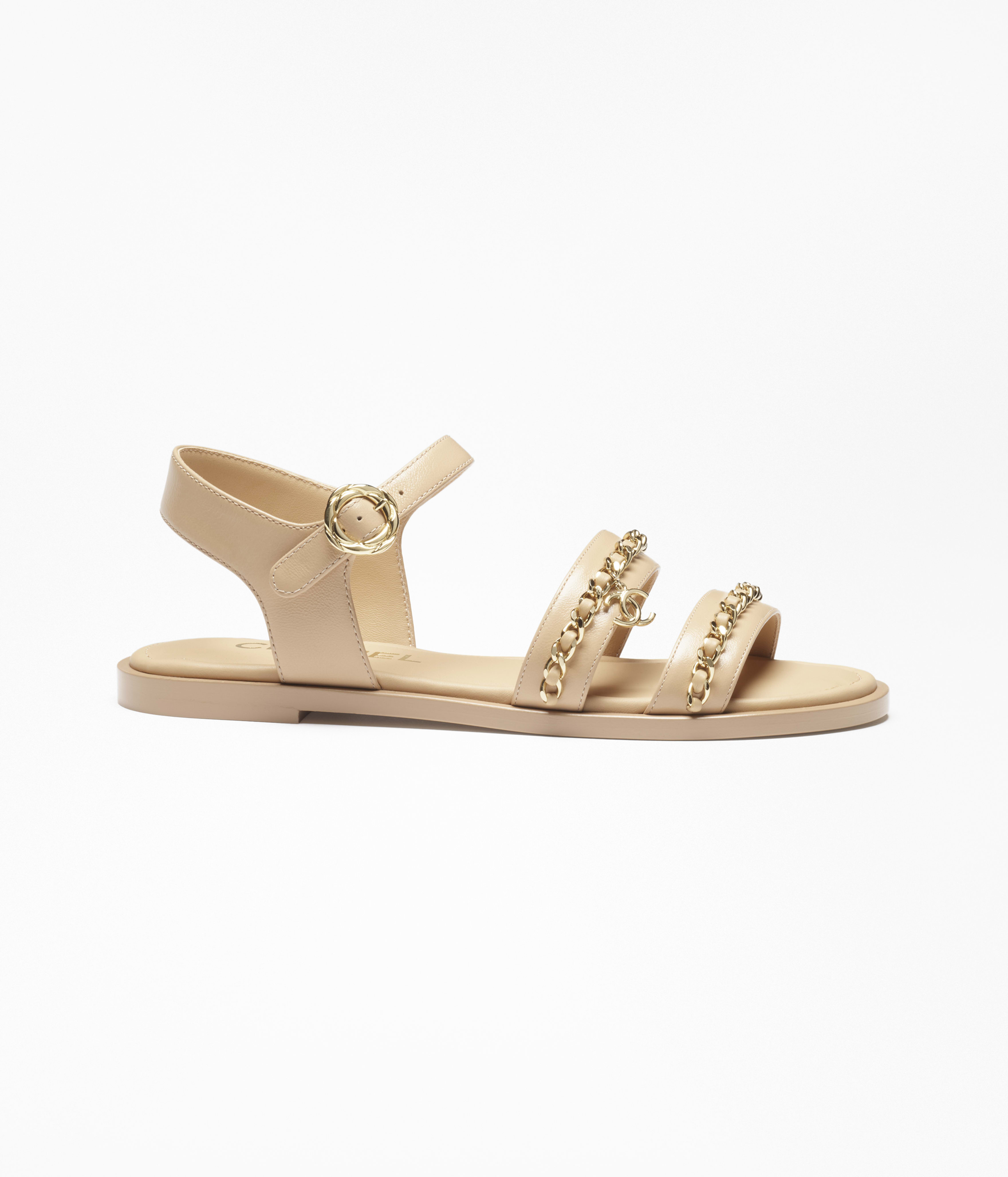 Sandals - Calfskin, beige — Fashion | CHANEL